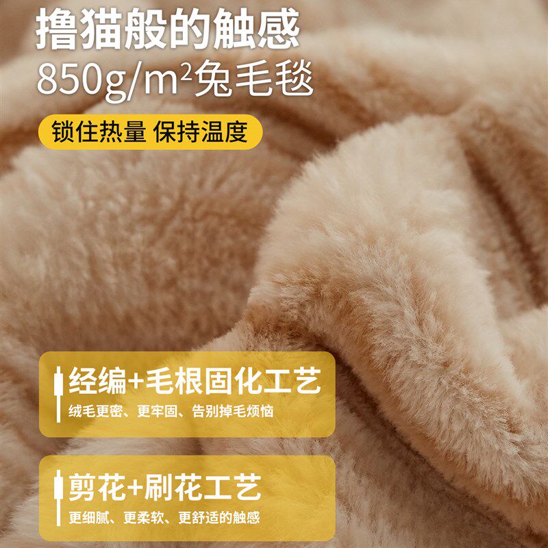 彷兔绒毛毯加绒加厚冬季2025新款珊瑚绒毯子法兰绒牛奶盖毯办公室