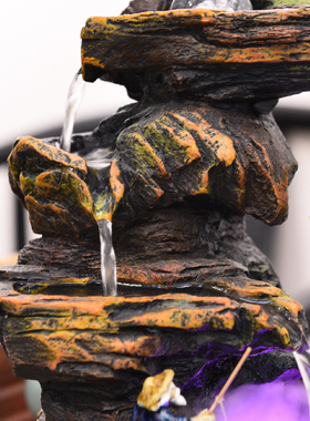 精选土宫中式假山流水招财喷泉桌面摆件风水球装饰开业送礼乔迁新