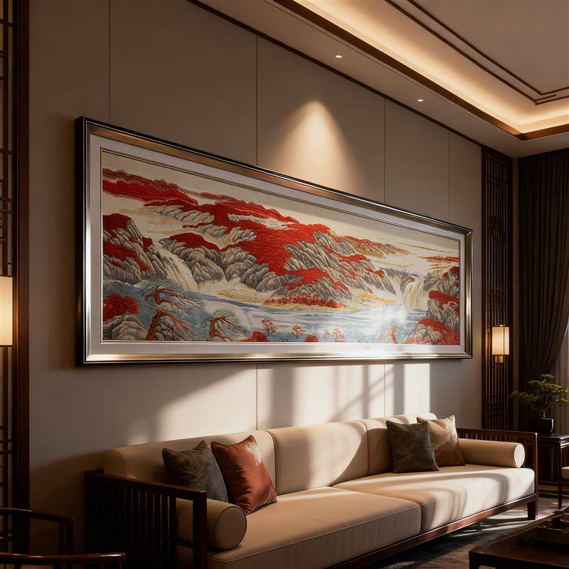 中式刺绣画客厅装饰画织锦绣大气沙发背景墙挂画办公室苏绣有框画