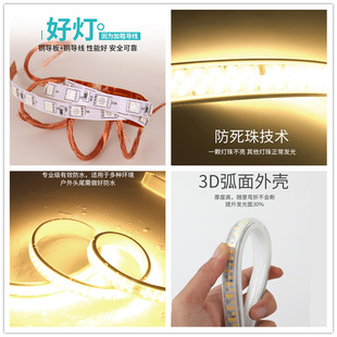 精选雷迪航灯带led超亮276珠 暗槽吊顶白光 户外室外户外防水220v