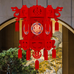 精选结婚装饰喜字宫灯灯笼婚房室内客厅婚庆用品布置复古国风大红