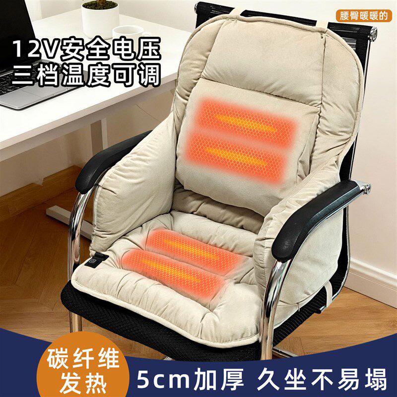 办公室椅子加热坐垫冬季发热久坐护腰加厚靠垫靠背一体插电座垫子