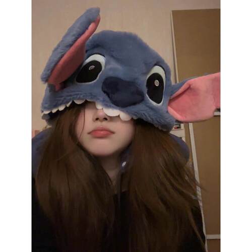 可爱史迪仔u型枕连帽旅行睡觉秋冬季长途护颈椎脖子办公室带帽子