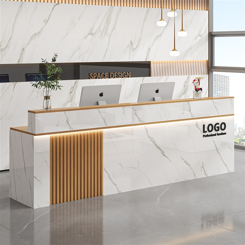 新中式吧台收银台拐角简约现代前台接待台公司柜台店铺商用办公桌