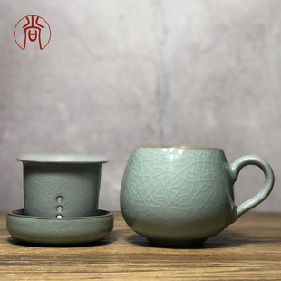 泡茶杯茶水分离带过滤o茶漏陶瓷杯子办公室大容量马克杯男士水杯