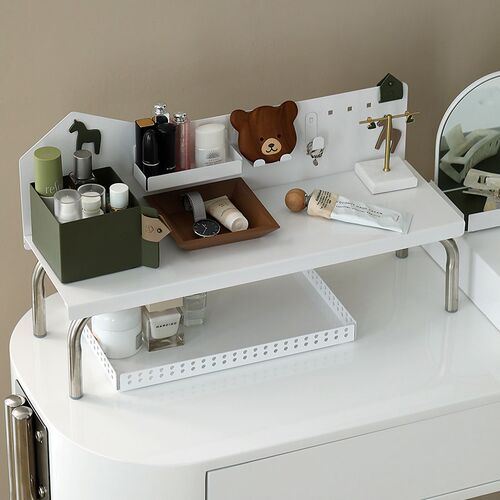 多功能金属洞洞板收纳架 铁艺置物架E 桌面增高架 轻奢创意文具架