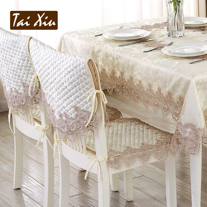 蕾丝布艺椅e套椅背椅垫餐桌防滑欧式办公椅套田园风餐桌布艺/桌布