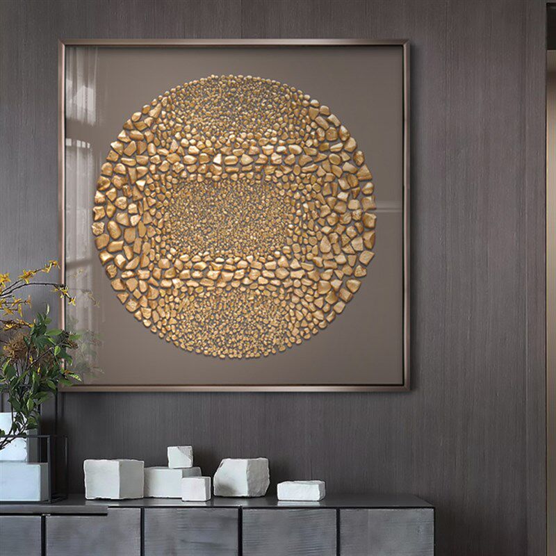 石来运转玄c关客厅手工立体实物装饰画轻奢饭厅过道创意茶室挂画
