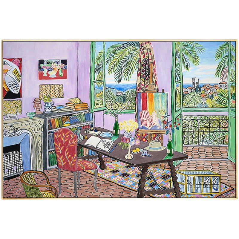 马蒂斯的画e室装饰画海边风景画客厅大尺寸挂画沙发背景墙艺术画,家居饰品,现代装饰画,淘宝优惠券,粉丝福利购,淘宝优惠卷