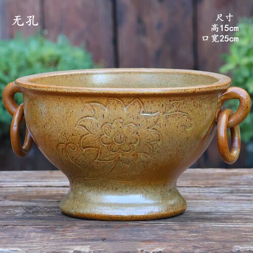 热销复古手工无孔水培花盆大号花瓶酒店陶罐高P筒铜钱草陶瓷粗陶