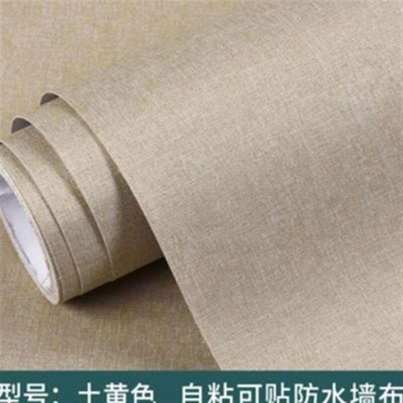 热销新款亚c麻墙布自粘壁m布客厅纯色咖色防潮防霉自贴墙纸壁纸简