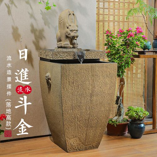 热销新中式流水摆件落地家居客厅玄关茶室店铺装R饰循环水景观招
