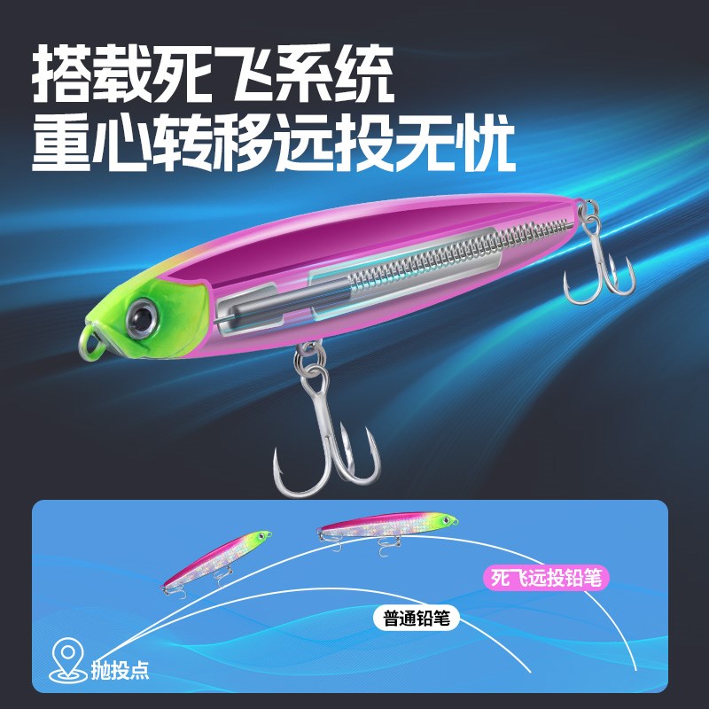 热销飞鬼铅笔路亚饵二代远投沉水缓沉铁I板假饵套装淡水钓翘嘴专