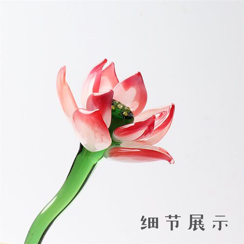 热销淄博琉璃荷花盆m栽玻璃书桌面治愈情绪小摆件家居饰品创意生