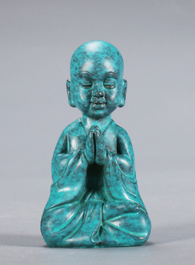 速发《玩佛》手意纯铜小和尚摆件男士禅把件文念茶宠装饰品工艺品