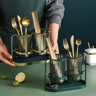 速发轻房筷子置子架家用台面筷物筒厨奢家庭新款沥水收纳盒筷子篓