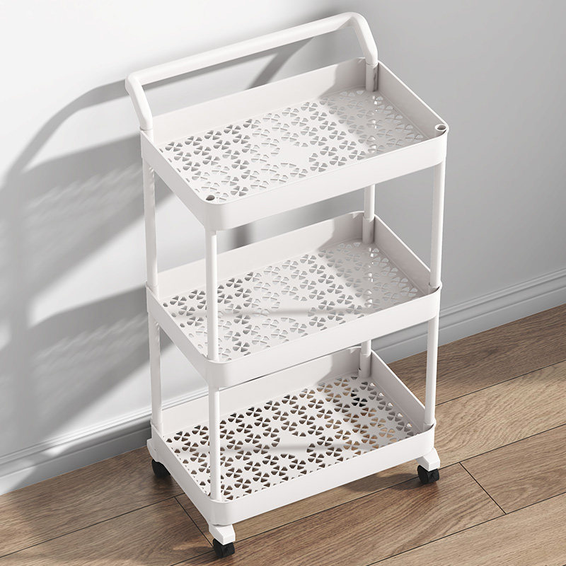 速发小推家置物零收纳移动厨房果蔬菜篮架子落地多层车用客厅架食