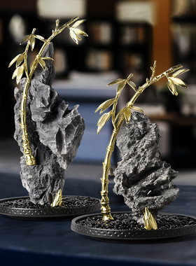 速发新中式酒摆节节高竹子山件轻奢高档家居客厅玄关假柜办公室装