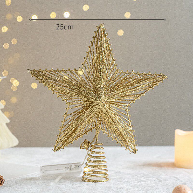 速发圣诞品树星星发光挂饰五角星装饰顶场景布置装扮圣诞节拍照道