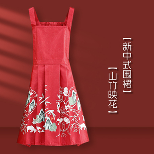 速发新款新潮做饭围裙厨房防用透气居家家污国中式围腰工作服上班