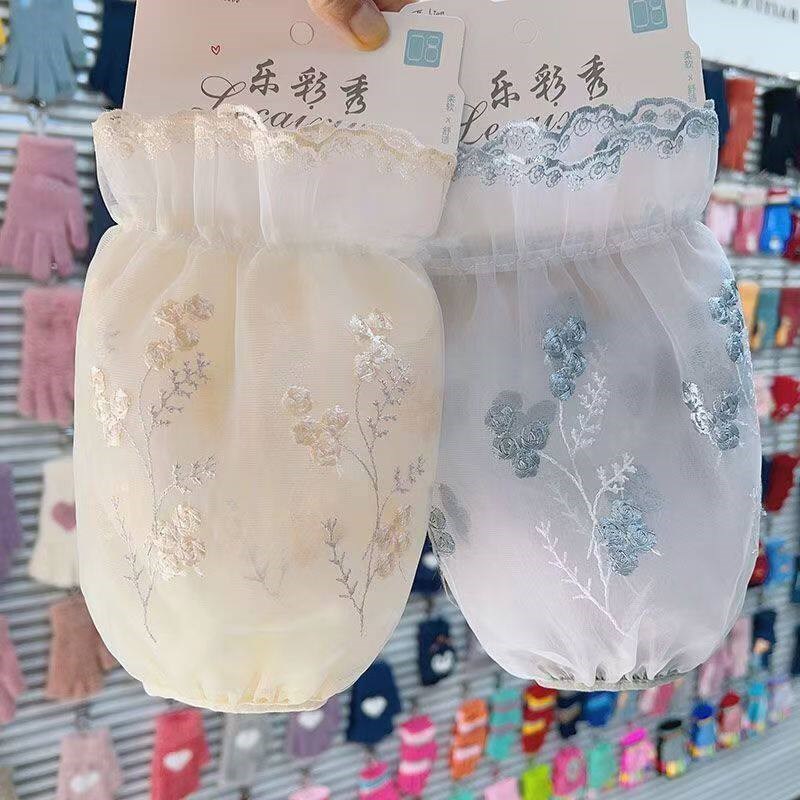 速发半透明蕾丝袖套刺绣花边短款防污服袖头公室防脏学生护袖套