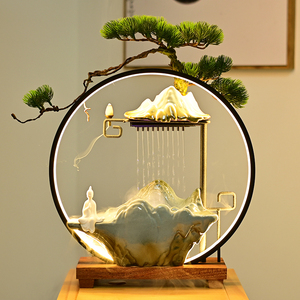 速发中式陶瓷流水器摆件禅泉灯圈景品喷意客厅办公乔迁开业礼观可