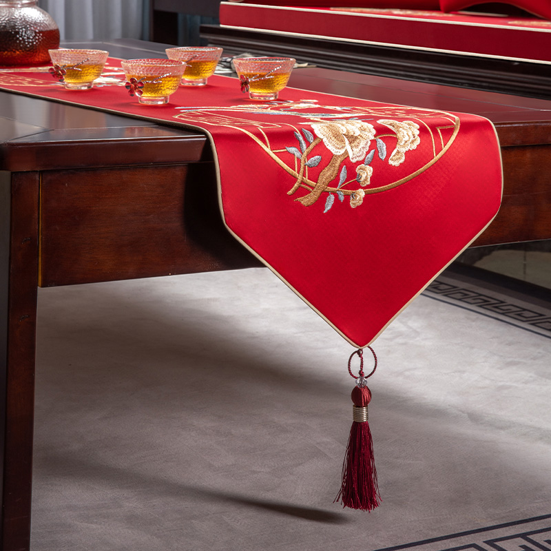 速发新中旗桌式禅席餐桌布茶意茶台布艺长条茶几桌布茶桌垫布床旗