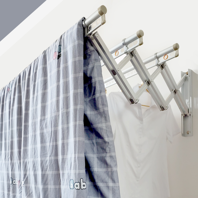 速发晾衣架侧外室装推拉式三竿晒衣架手动推拉晾衣架晒被晾衣服