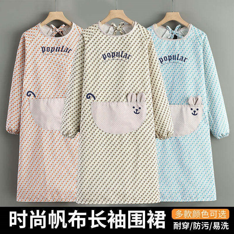 速发夏天薄款围裙帆布2024新款围裙厨房家用透气耐磨韩版时尚罩衣