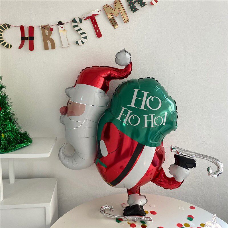 速发圣诞节场景布置圣诞老人铝膜气球圣诞树装饰氛围门店装饰布置