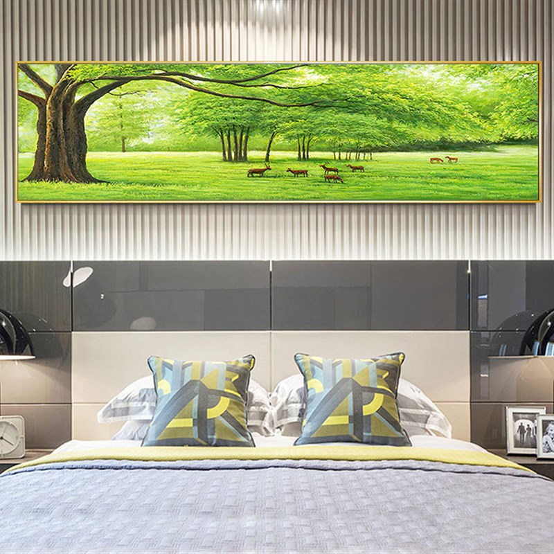 现货速发4常青绿发财树客厅挂画沙发背景墙装饰画温馨画卧室床头