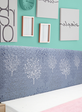 速发灰色弹力夹头套罩床棉方滑简单大防弧形一米五八木皮床靠背做