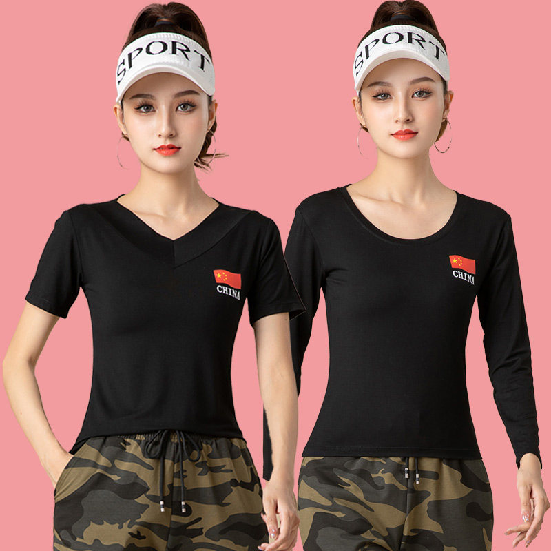速发时尚广场舞新舞上衣纯棉水兵款舞蹈服装演出服单件跳舞衣服