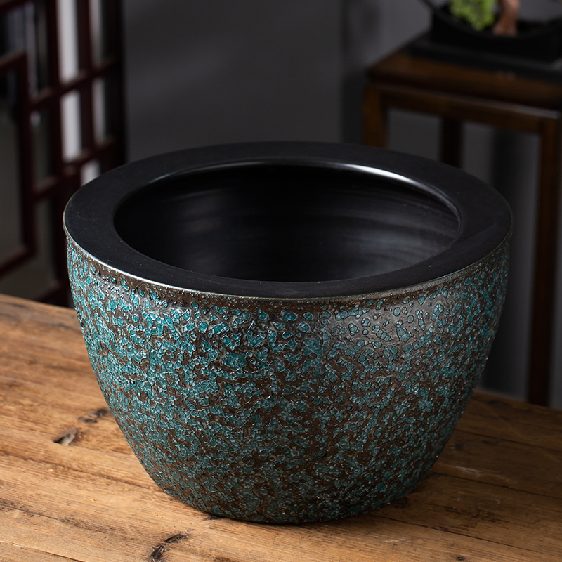 速发陶瓷大花盆荷花盆碗莲瓷土养缸可开孔缸培盆栽盆民宿装饰