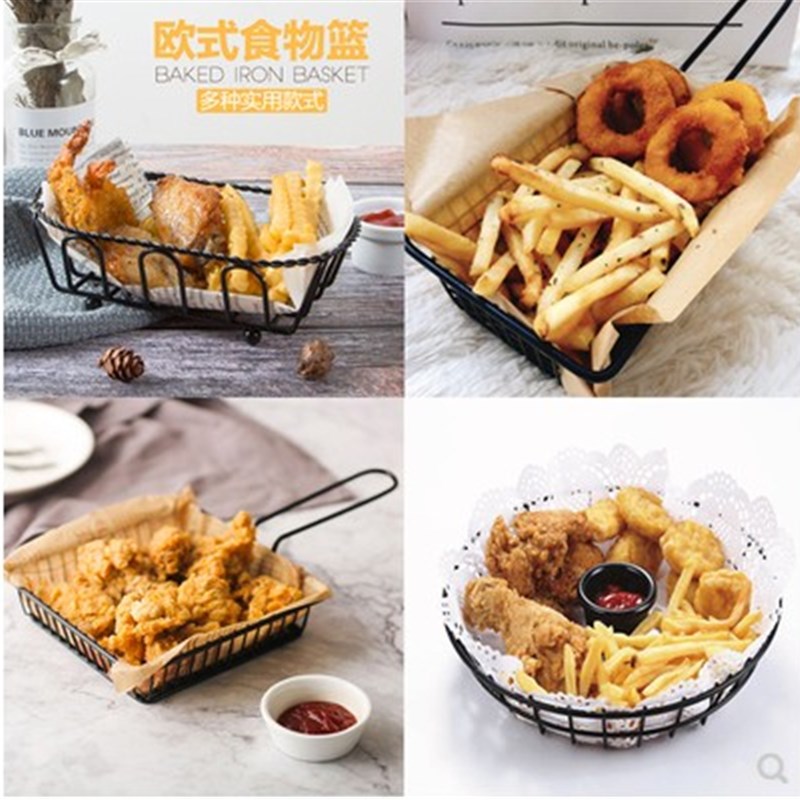 速发创意不锈碟小吃盘子油炸炸翅鱼鸡油腿篮筐钢西式餐厅装薯条