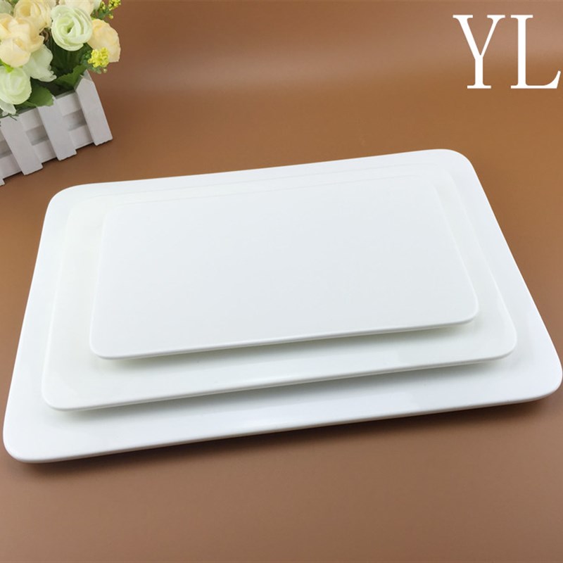 速发盘白色托盘创意长方形宽平板寿司子蛋糕纯子陶瓷碟盘酒店瓷西
