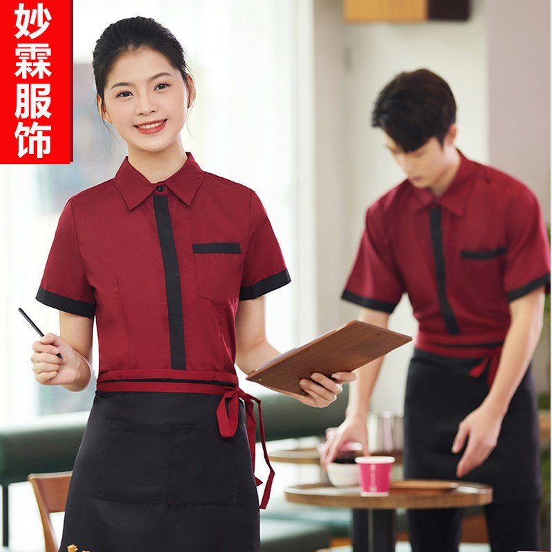 速发快餐店餐饮服务生工作服蛋糕汉堡面包店前厅餐饮服务员制服夏