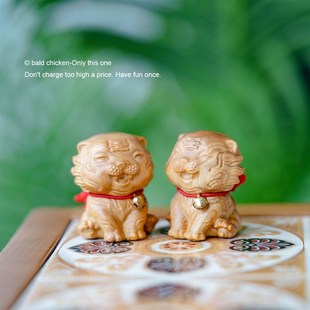 速发秃鸡!福虎  带虎好运 可爱小老来木雕桌面摆件十二生肖摆件
