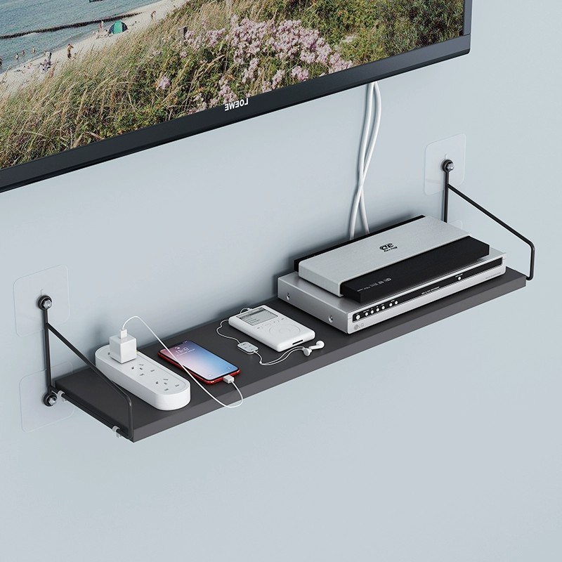 速发电由器置物架免打孔路视wiif托架墙上家用客厅收纳盒放置架