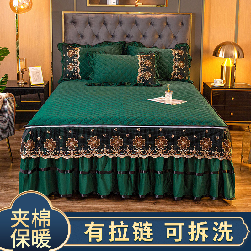 速发罩季夹棉法裙保暖牀莱绒牀冬加厚天鹅绒牀单加绒牀上用品秋