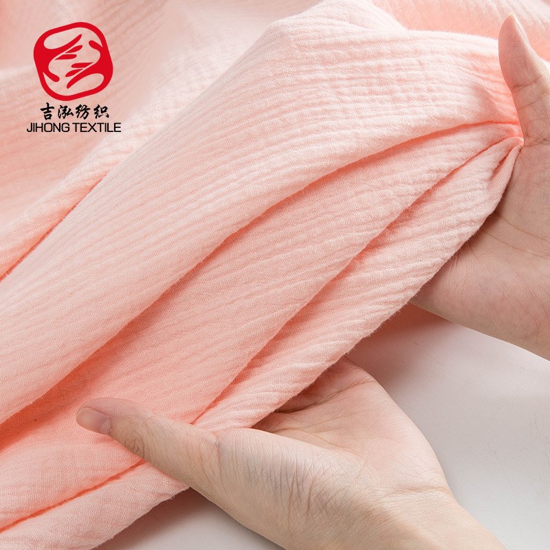 速发绉布三层棉纱布褶皱泡泡纱婴童服装月子服布料睡衣家居服面料