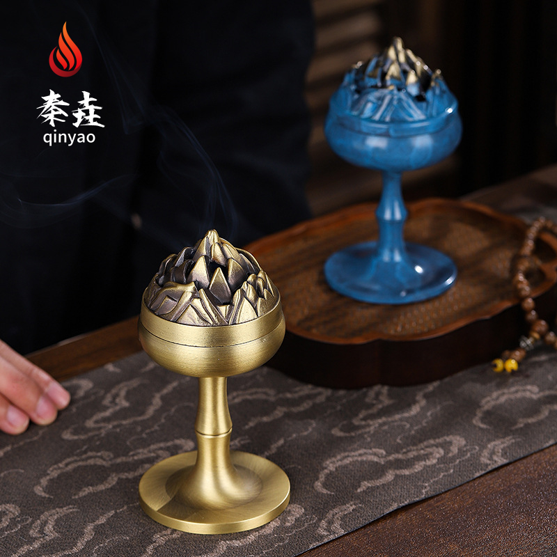 速发仿古博山炉香铜禅意茶道熏香炉摆件创意中用室内檀纯炉家式盘