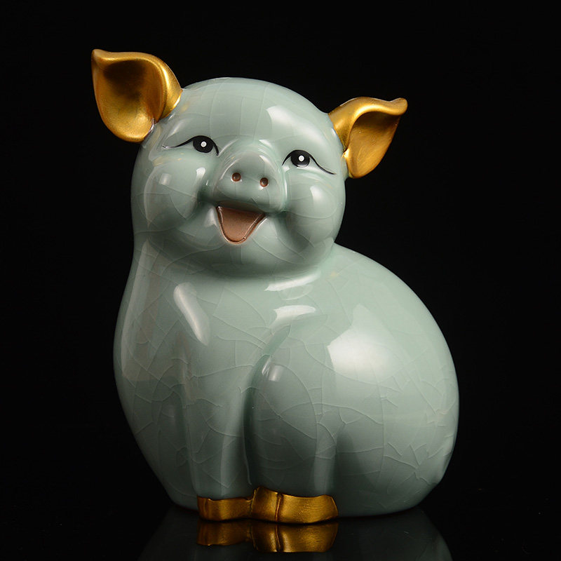 现货速发新陶瓷招财猪摆件12生肖家居创意可爱存钱罐客厅玄关酒柜