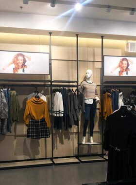速发装店货架服装展示架落地式上列吊架陈架墙侧挂衣架天地柱立柱
