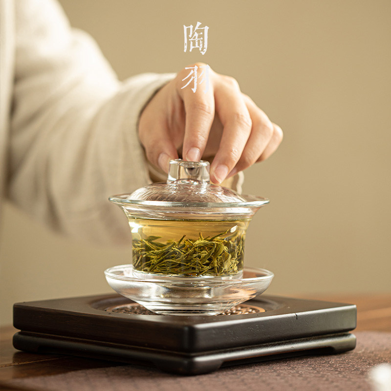 速发玻璃三才盖碗家个泡茶碗单号泡茶壶功夫茶具防烫大用茶艺碗