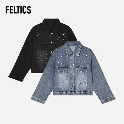 【FELTICS双色镶钻牛仔外套