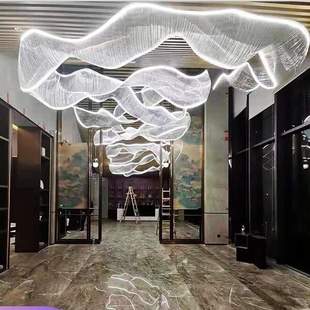 售楼部吊灯酒店别墅吊灯亚克力烤弯飘带灯艺术吊灯现代简约工程灯