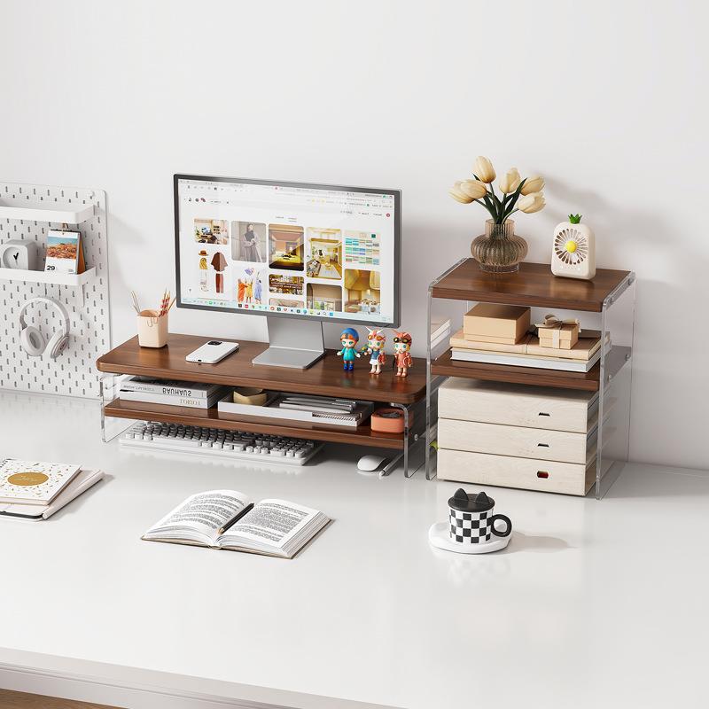 电竞电脑增高架亚克力桌面置物架抽屉收纳架办公桌显示器支架底座