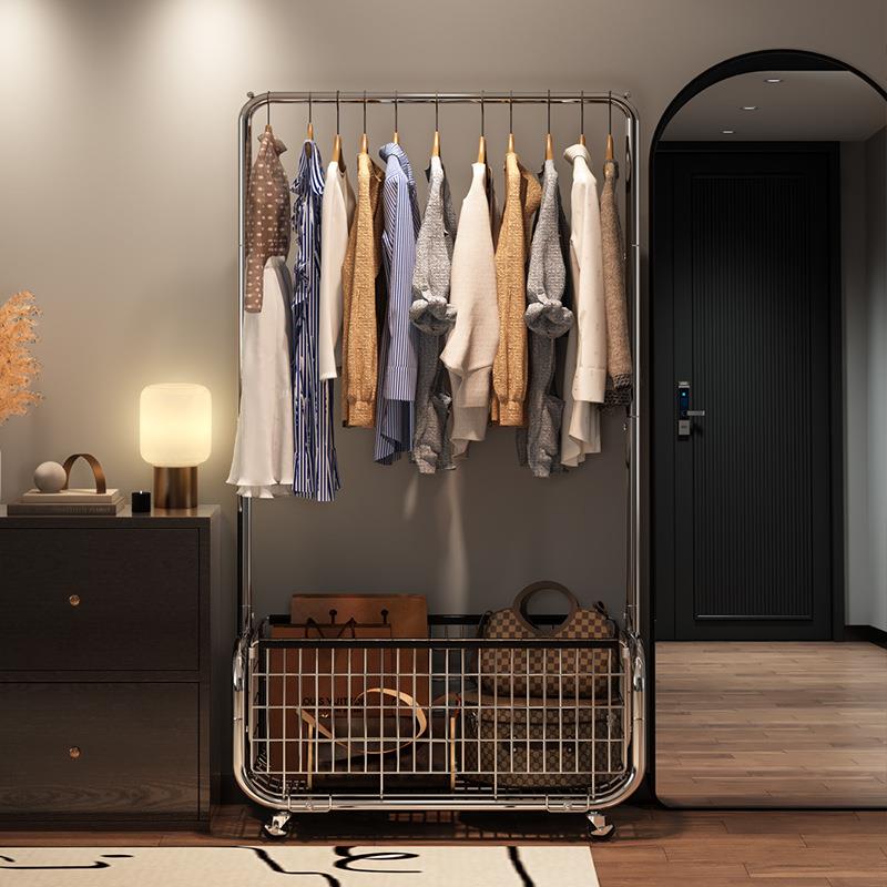 厂家衣架落地卧室晾挂衣架移动轻奢转角衣帽架隔夜收纳衣服置物架