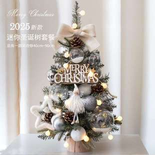 迷你圣诞树带灯2025新款圣诞节装饰桌面摆件家用ins风圣诞树套餐